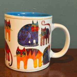 Vintage Laurel Burch Fantastic Felines Colorful Cat Ceramic Mug - Multicolor